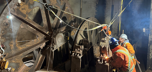 The Millwrighting and Rigging team is relocating and rebuilding heavy equipment in a safe manner